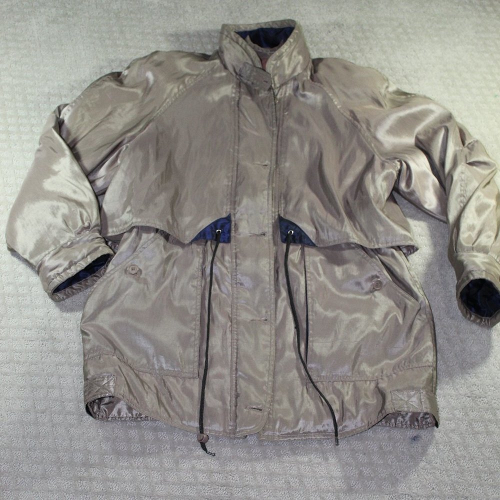 Vintage 80s Westbound Shimmery Tan Exterior Quilted Interior Rain Jacketet